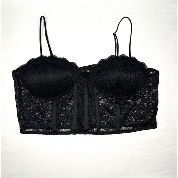 Forever 21 Bustier Corset Top Womens XL Black Lace Underwire Bralette Whimsigoth - Picture 1 of 12
